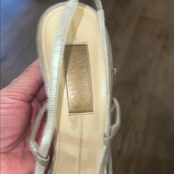 Badgley Mischka Metallic Silver Strappy Heels - Picture 2 of 4